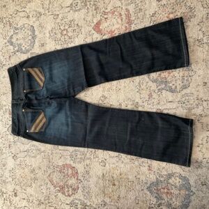 CHICO’S DARK JEANS WOVEN TRIM COPPER BRADS 14/16 NWOT NEW 2.5